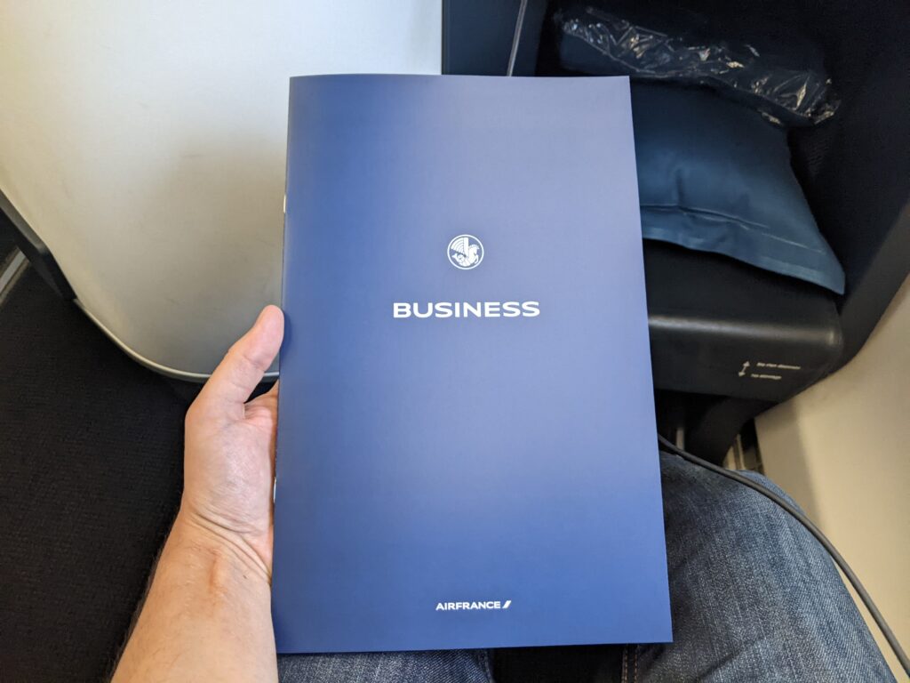 Air France A350 Business Class Menu