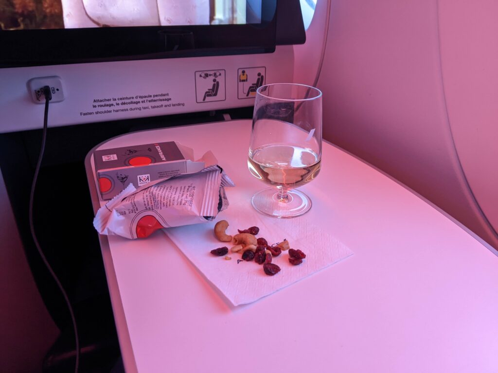 Air France A350 Business Class Dinner Snacks