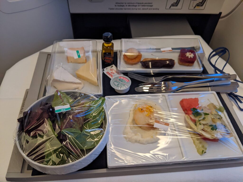 Air France A350 Business Class Dinner