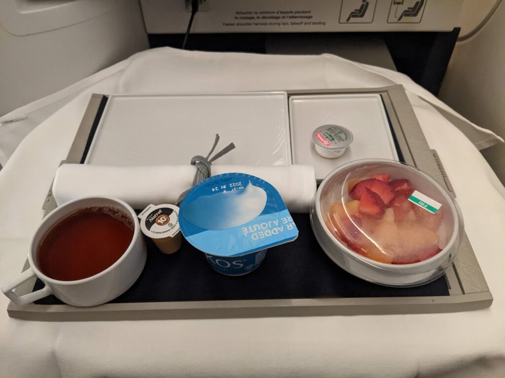Air France A350 Business Class Breakfast