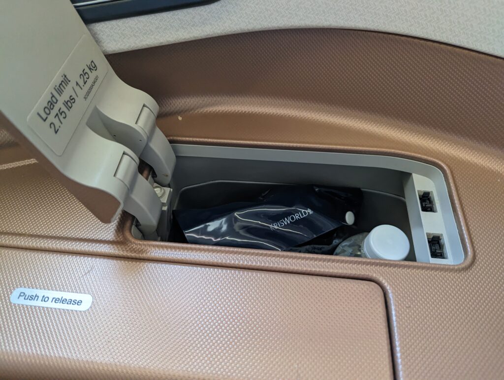 Singapore Airlines A350 Business Class Seat Storage 