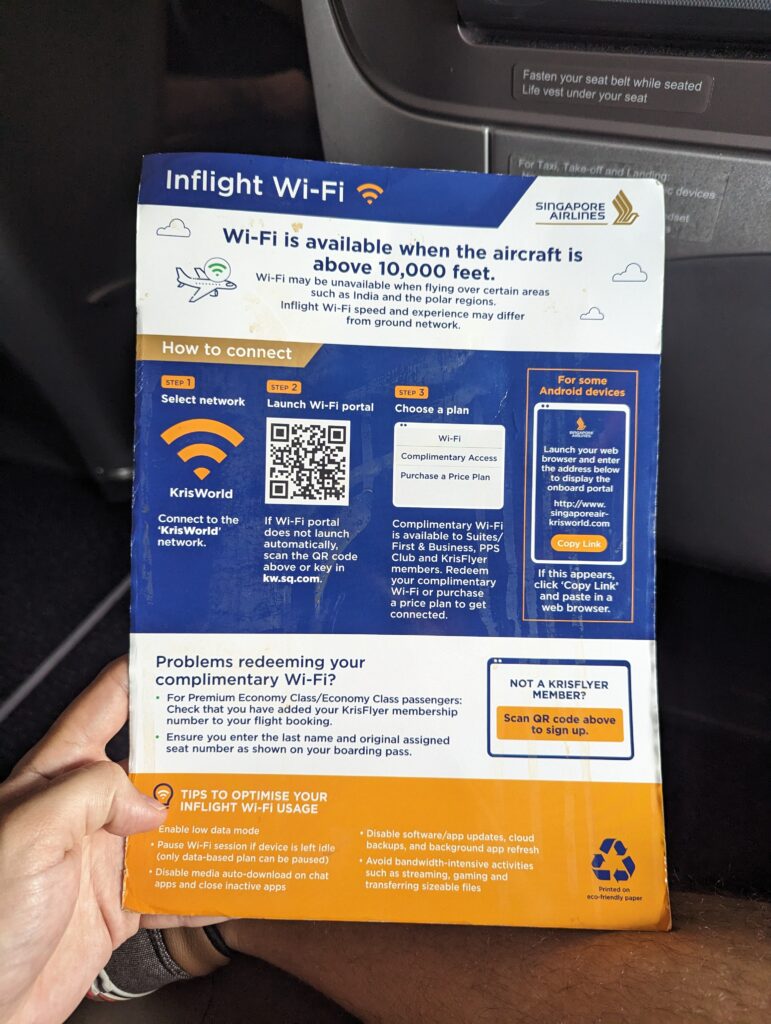 Singapore Airlines A350 Business Class In Flight Wifi