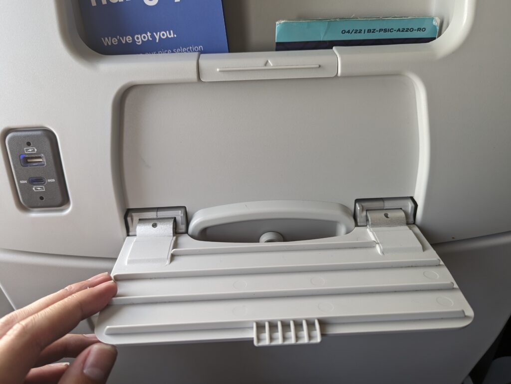 Breeze A220 Extra Leg Room Seats Device Holder