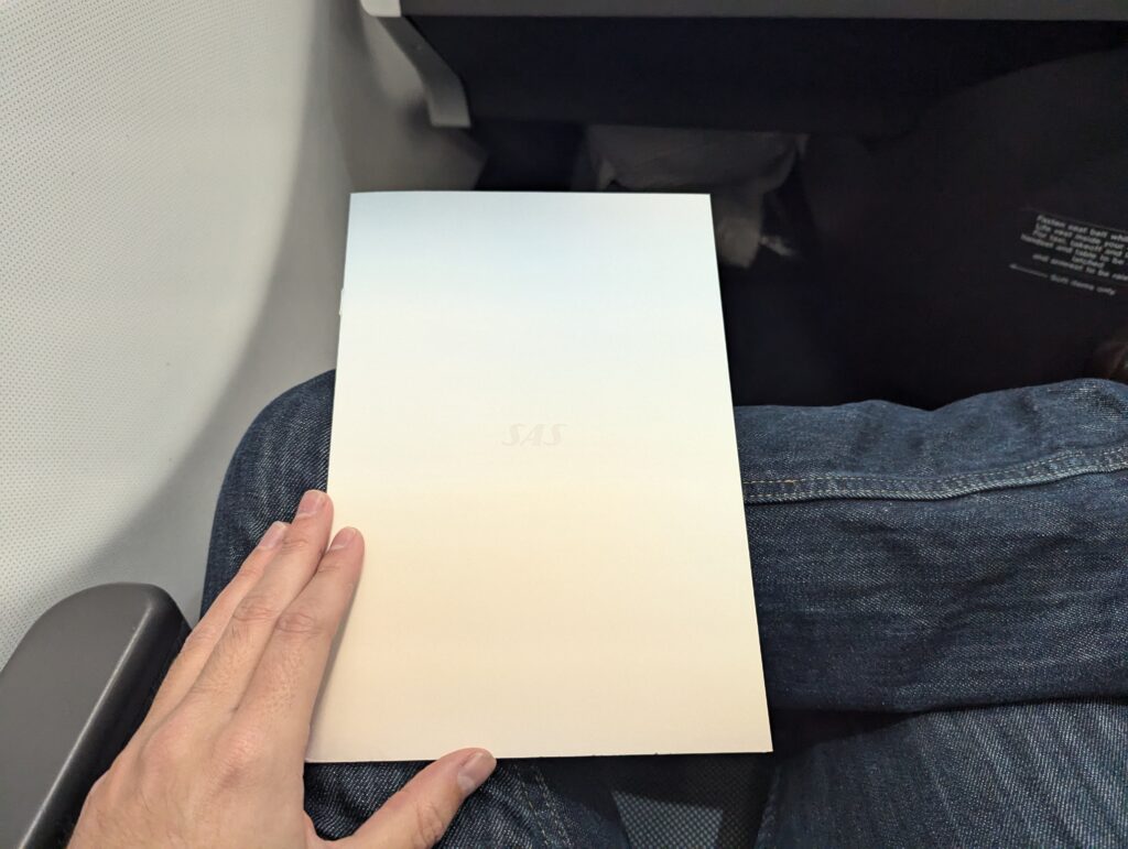 SAS A330-300 Business Class Menu