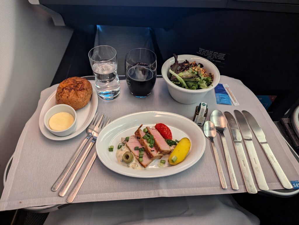 SAS A330-300 Business Class Dinner Service