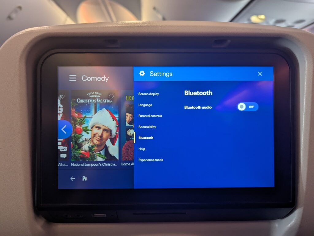 United Airlines 737 Max 8 Economy In seat entertainment 