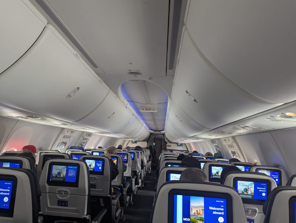 United Airlines 737 Max 8 Economy Cabin