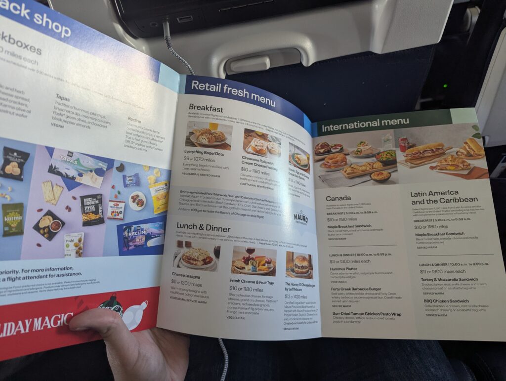 United Airlines 737 In Flight Menu