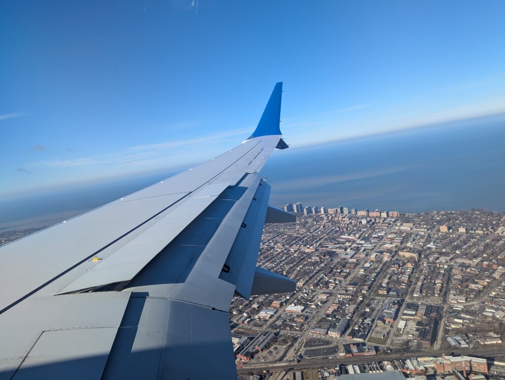 United Airlines 737 Landing Prep Window View Cleveland