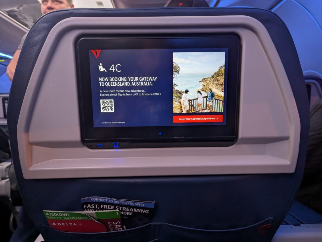 Delta A320 First Class In Seat Entertainment