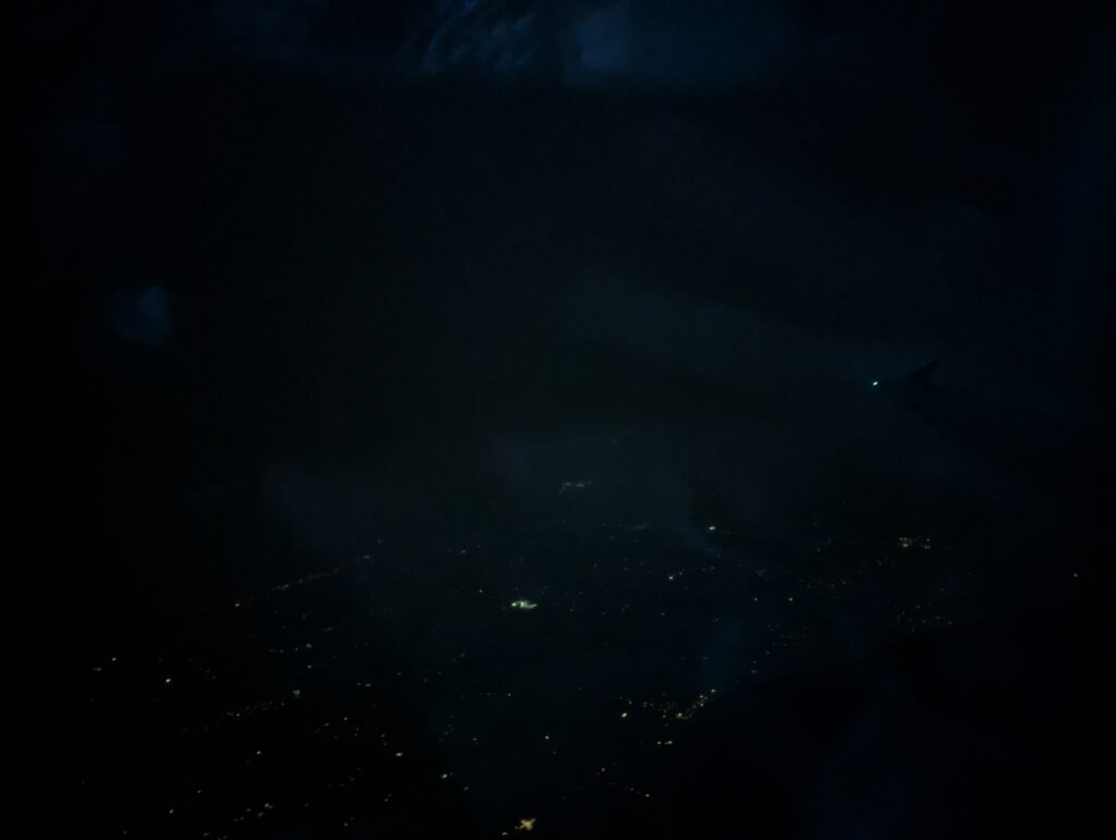 Delta A320 First Class Night TIme window view