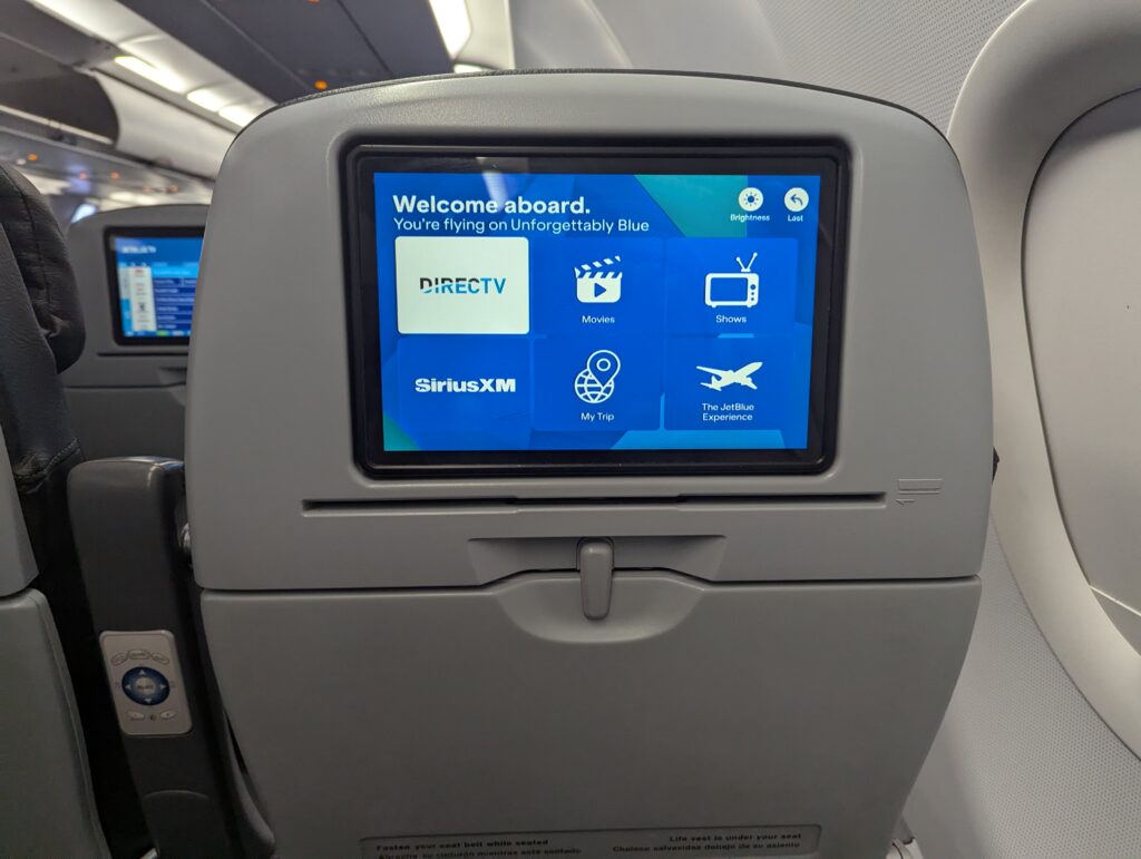JetBlue A321 In Seat Entertainment