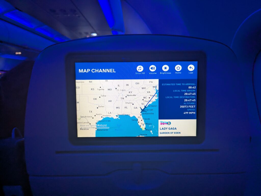 JetBlue A321 moving map In Flight
