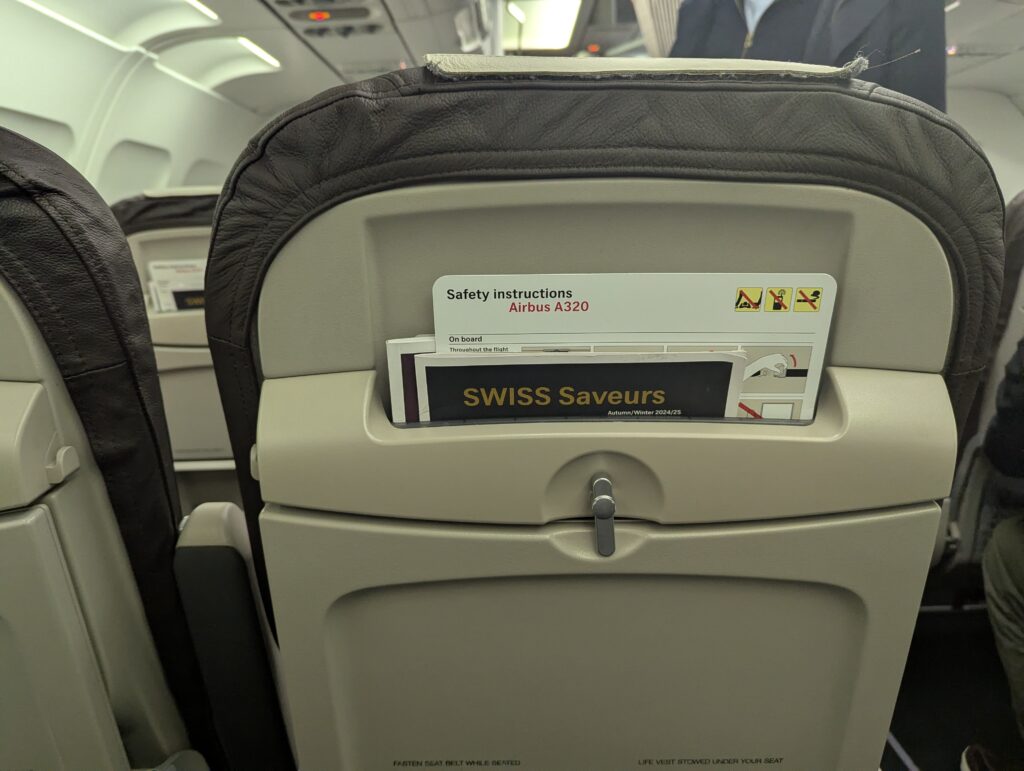 Swiss A320 Business Class Seat Legroom