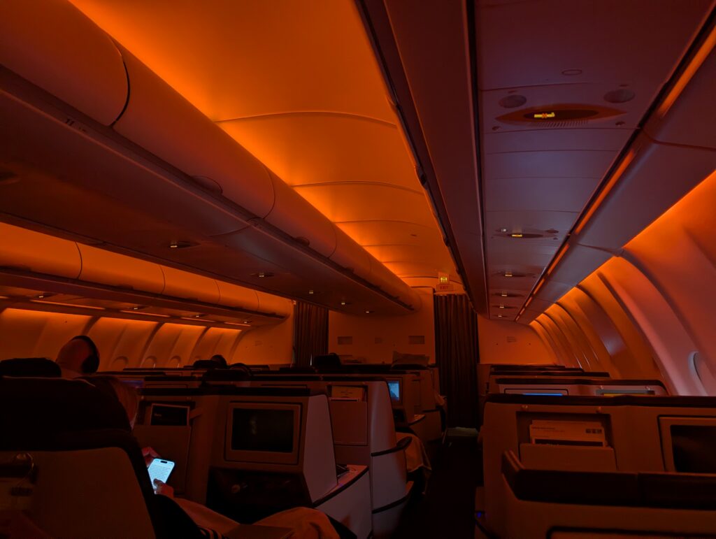 Swiss Air Lines A330 Business Class Cabin In Flight