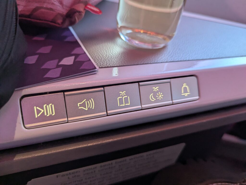 Virgin Atlantic A350-900 Upper Class Seat Controls