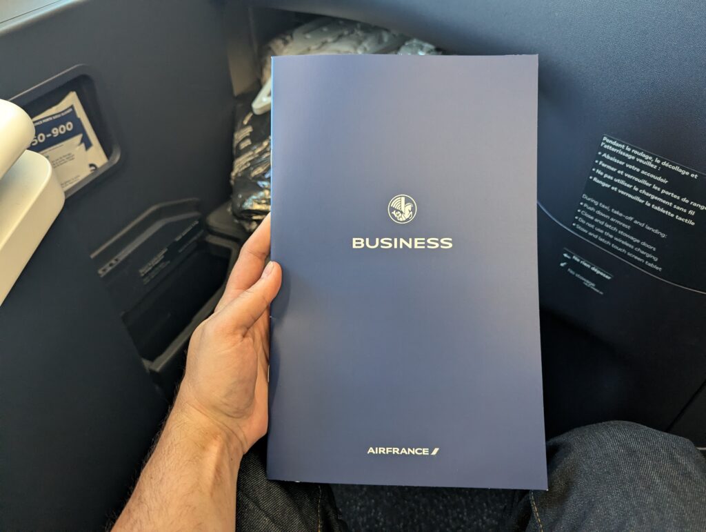 Air France A350-900 Business Class Menu