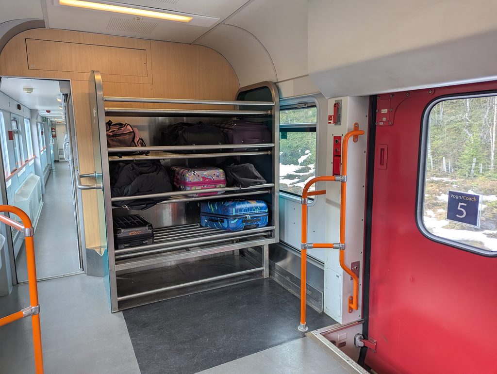 Vy Trains Compartment. Bergen to Oslo Luggage Storage